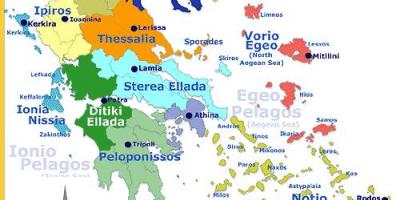 Grekiska regioner karta - Hellas regioner karta (Södra Europa - Europa)