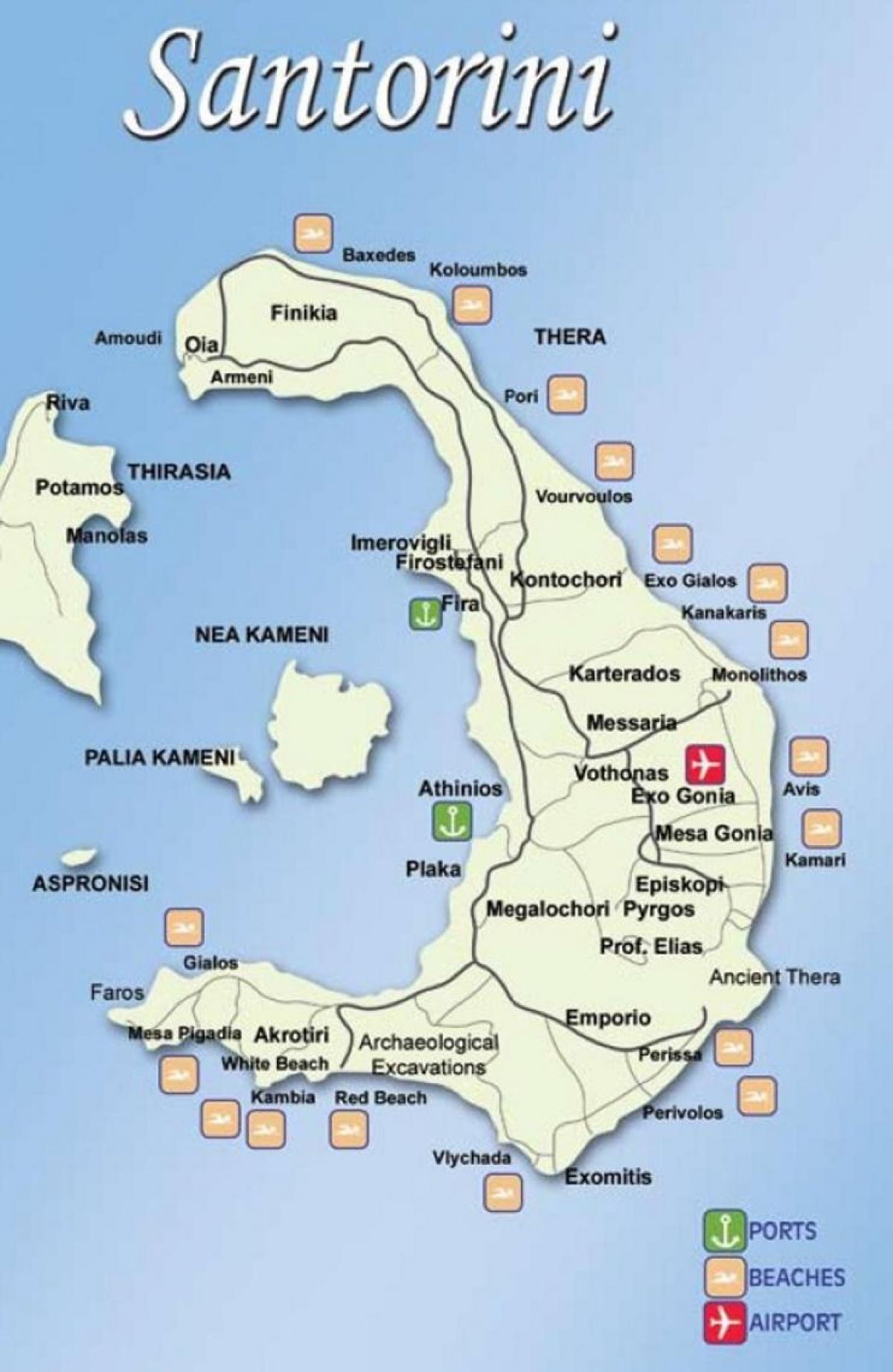 Grekiska öarna karta Santorini - Karta över grekiska öarna Santorini