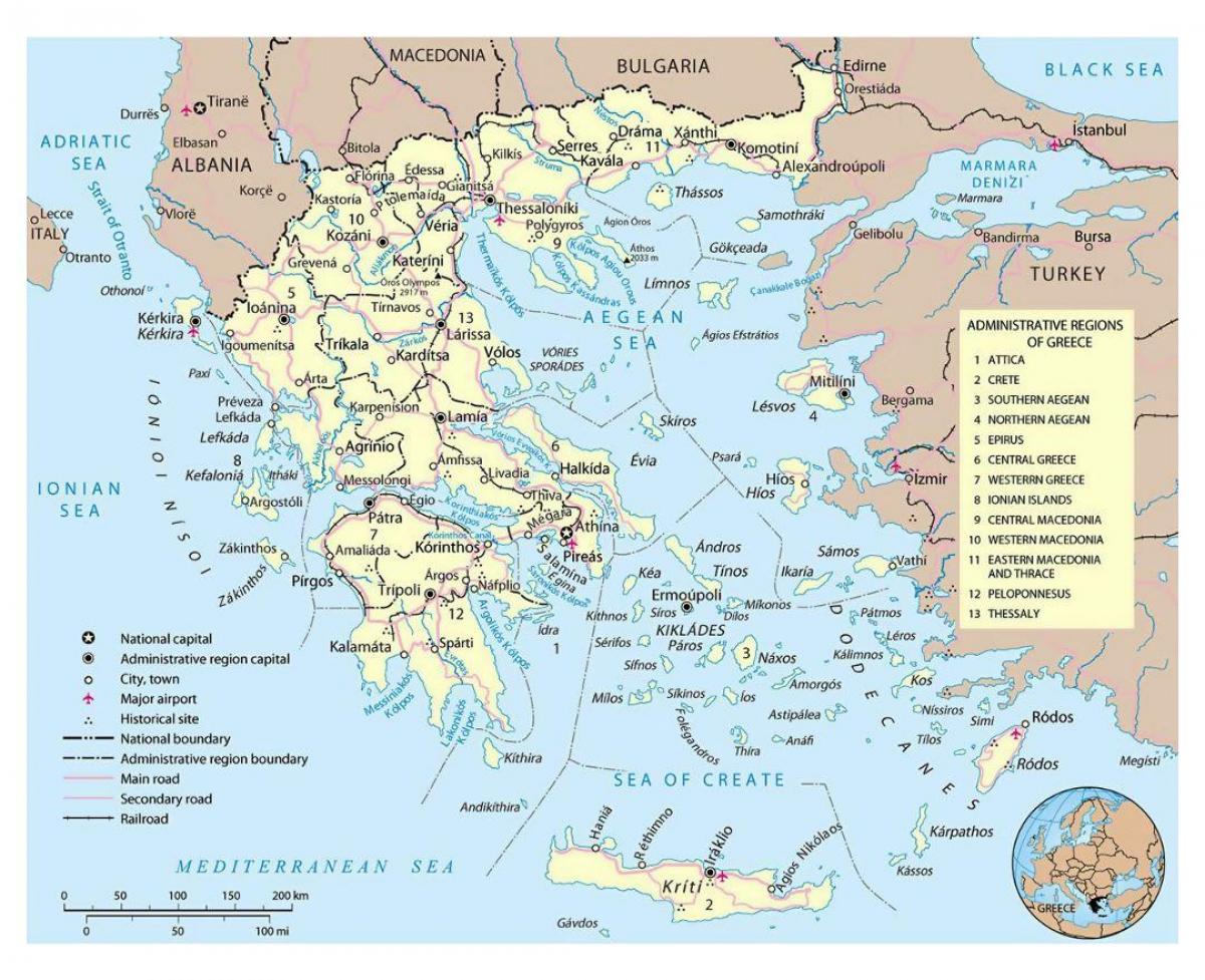 Grekland flygplatser karta - Karta över Grekland flygplatser (Södra