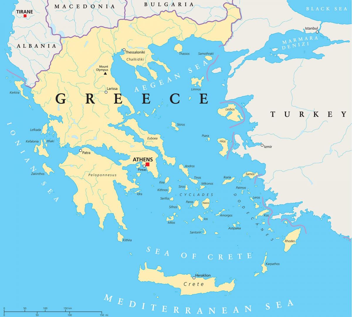 Karta Grekland - Grekland på kartan (Södra Europa - Europa)