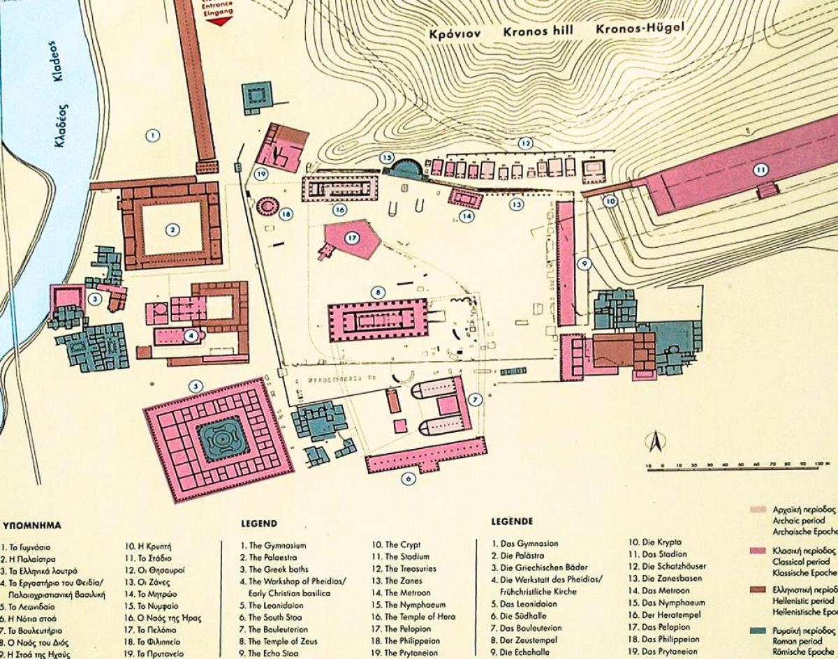olympia grekland karta Olympia Grekland karta   Karta över Olympia i Grekland (Södra 