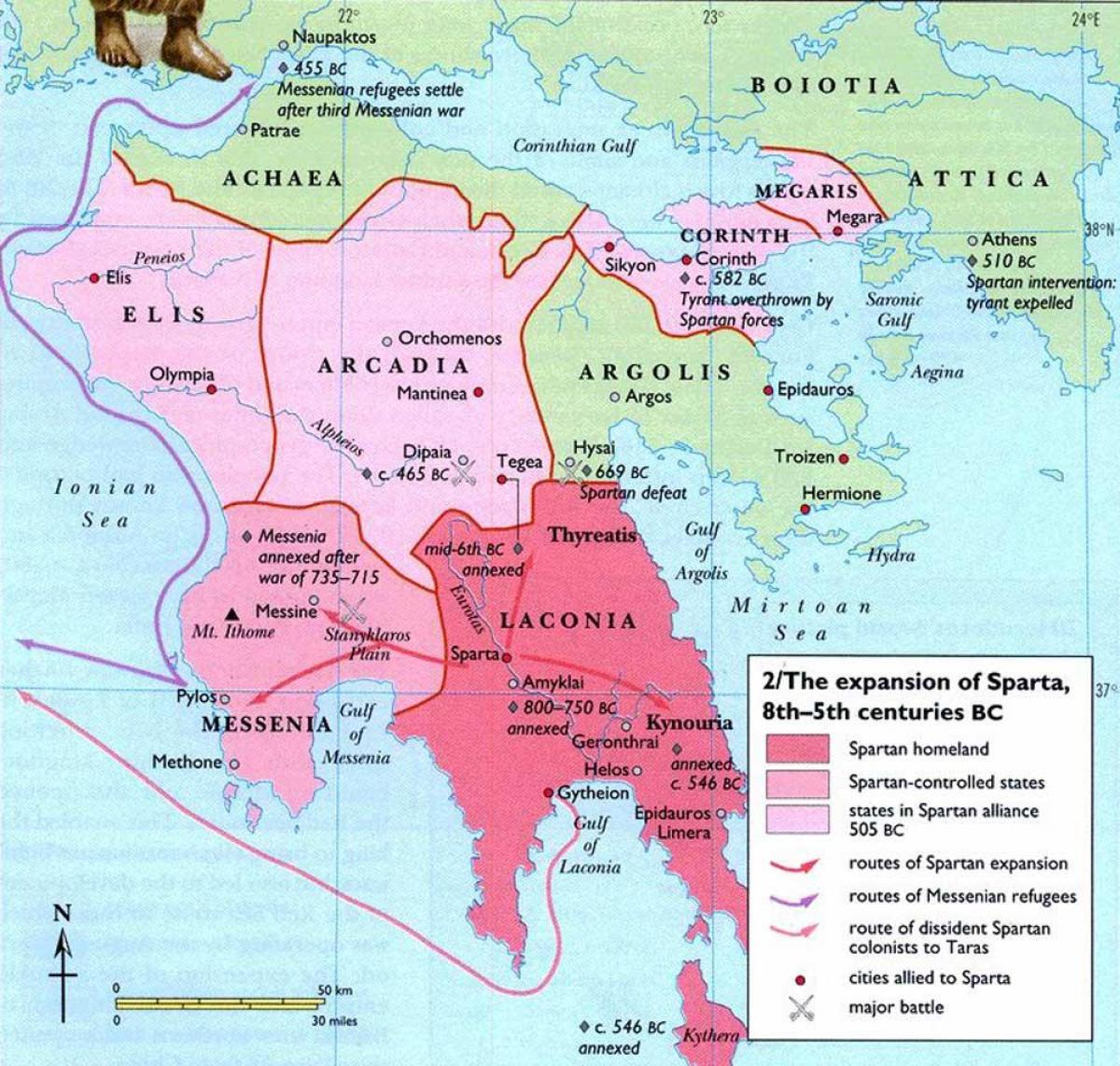 sparta karta Sparta antika Grekland karta   Karta över antikens Grekland Sparta  sparta karta